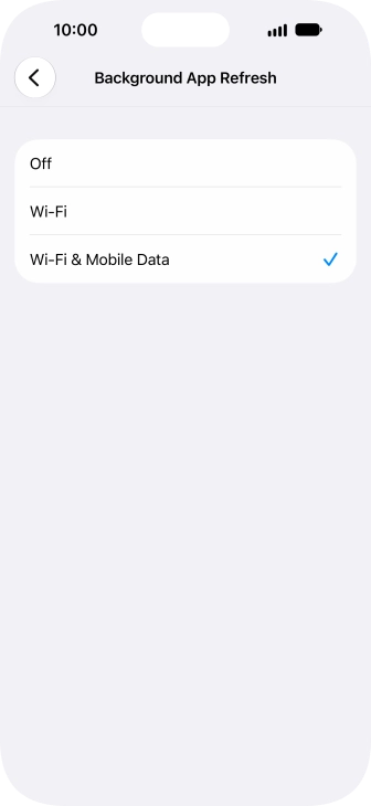 To turn off background refresh of apps, press Off.
