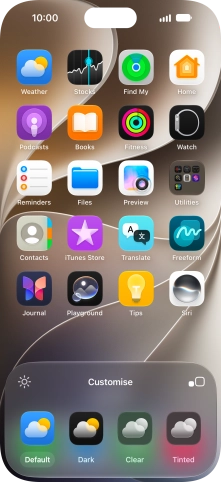 Press the required setting to select the size of app icons on the home screen.