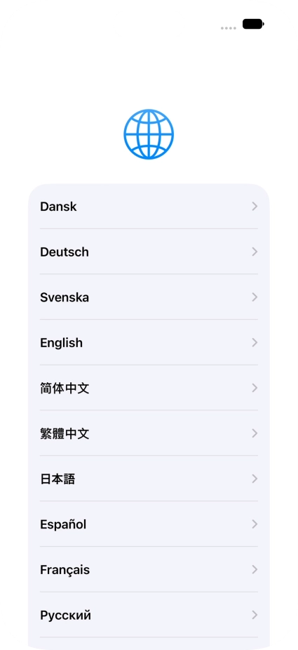 Press the required language. Press the required language.