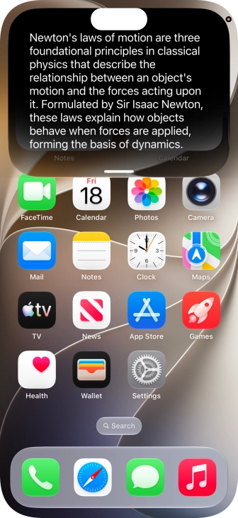 Ask questions or ask Siri to find information on the internet.