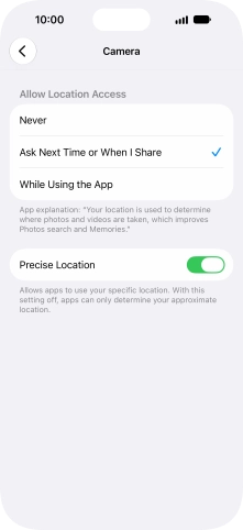 Press the required setting to turn the function on or off.