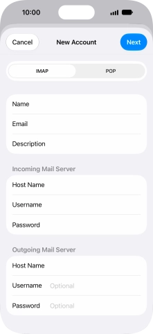Press Username and key in the password for your email account. Please note that if you're using Vodafone's outgoing server, leave the password field empty.