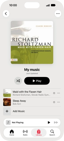 Go to the required category or playlist and press the required audio file.