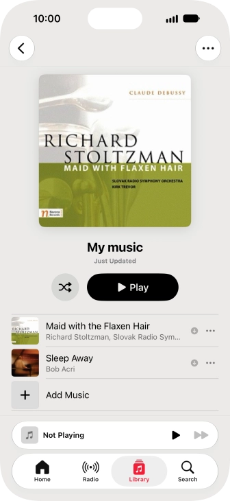 Go to the required category or playlist and press the required audio file.