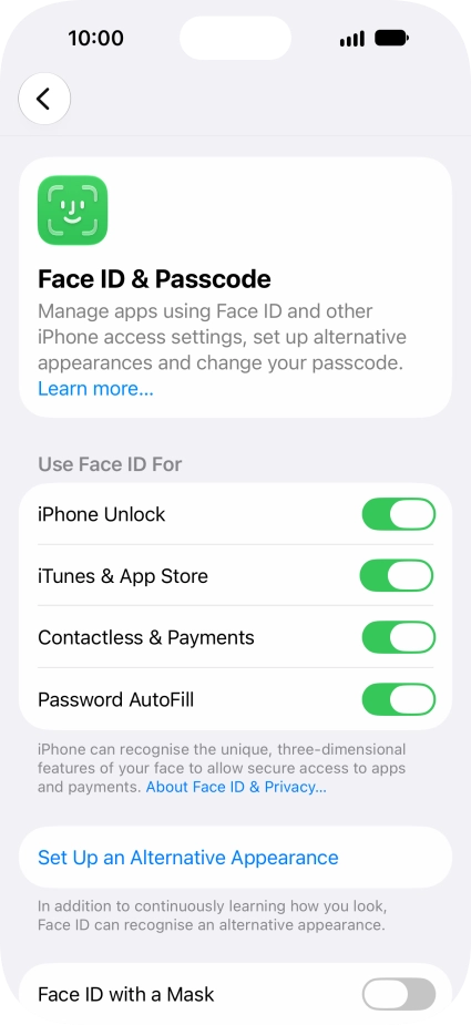 Press the indicators next to the required settings to turn them on or off. Press the indicators next to the required settings to turn them on or off.