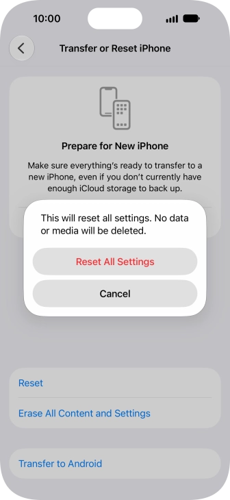 Press Reset All Settings.