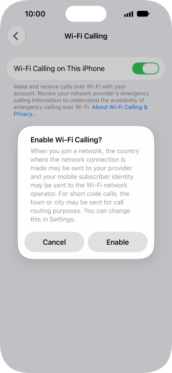 If you turn on the function, press Enable. If you turn on the function, press Enable.