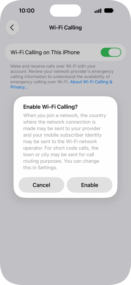 If you turn on the function, press Enable. If you turn on the function, press Enable.