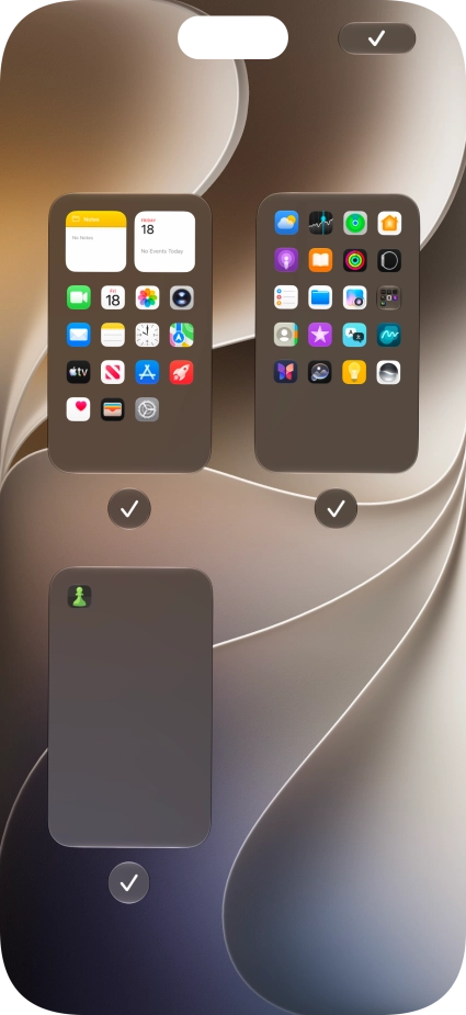Press the field below the required home screen page to turn page view on or off.