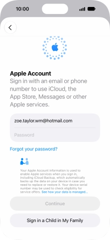 Press Password and key in the password for your Apple Account.