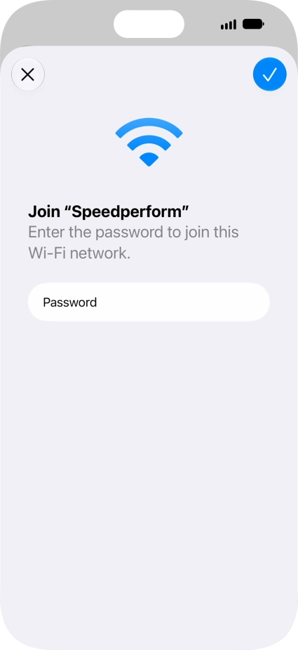 Key in the password for the Wi-Fi network and press the confirm icon. Key in the password for the Wi-Fi network and press the confirm icon.