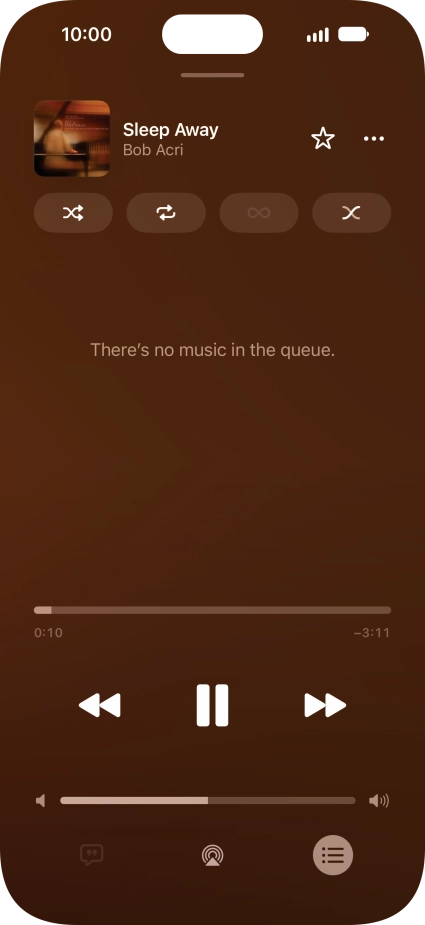Press the shuffle icon to turn the function on or off.