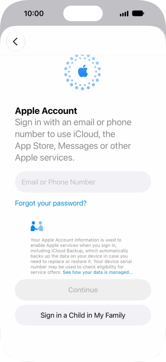 Press Email or Phone Number and key in the username for your Apple Account.