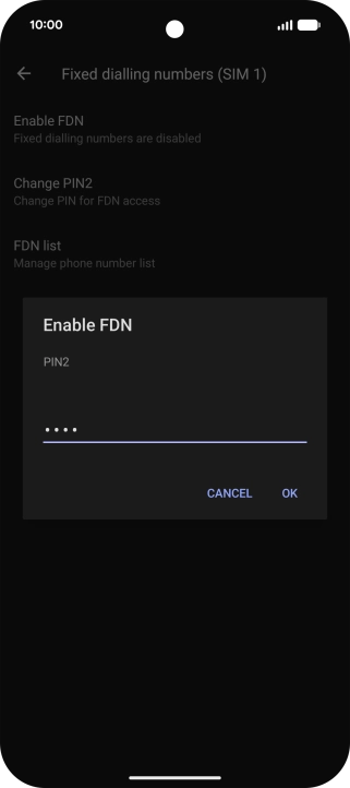 Key in your PIN2 and press OK.
