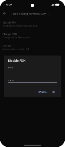 Key in your PIN2 and press OK.