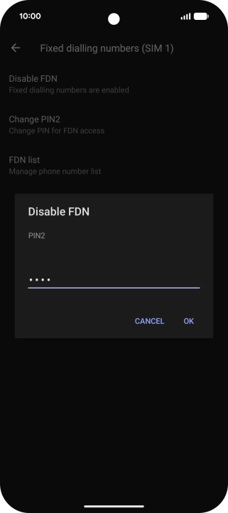 Key in your PIN2 and press OK.