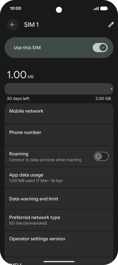 Press Preferred network type.