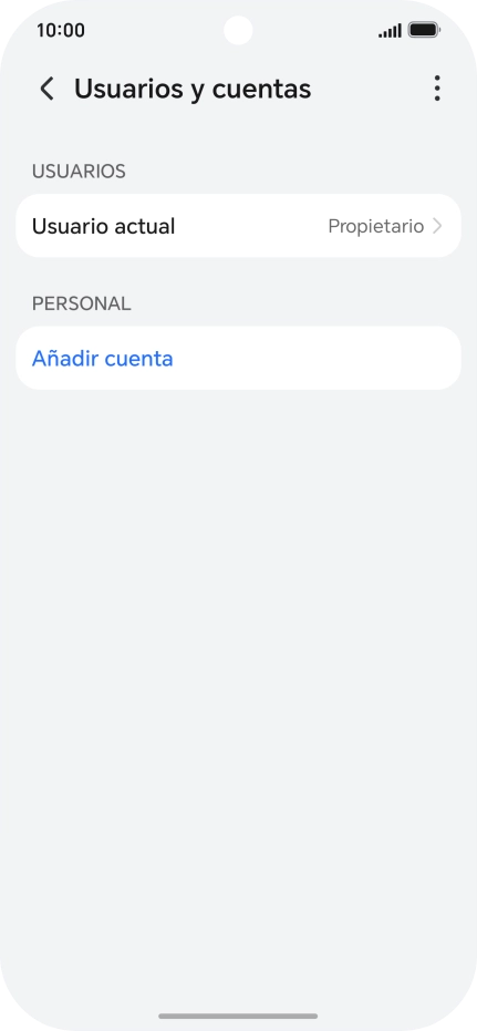 Pulsa Añadir cuenta. Pulsa Añadir cuenta.