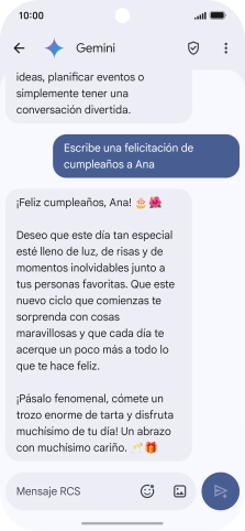 La propuesta de texto de Gemini se visualiza ahora en la pantalla.
