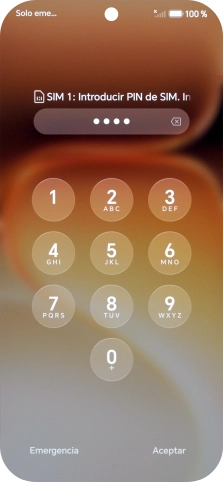 Si es necesario desbloquear la tarjeta SIM, introduce el código PIN y pulsa Aceptar. Si es necesario desbloquear la tarjeta SIM, introduce el código PIN y pulsa Aceptar.
