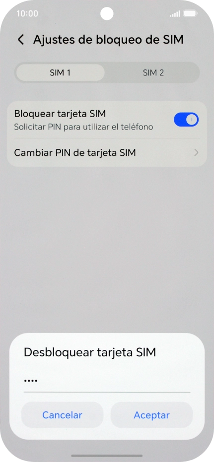 Introduce tu código PIN y pulsa Aceptar.