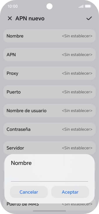 Introduce Vodafone Internet y pulsa Aceptar.