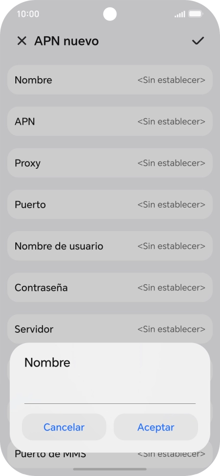 Introduce Vodafone Internet y pulsa Aceptar.