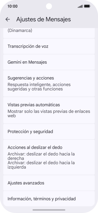 Pulsa Gemini en Mensajes.