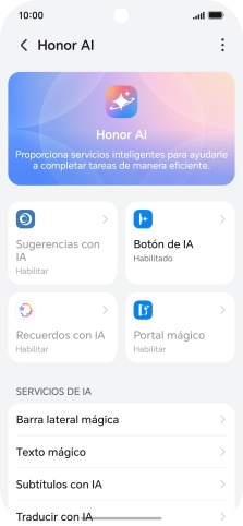 En la pantalla aparecen ahora más ejemplos de cómo puedes utilizar HONOR AI. En la pantalla aparecen ahora más ejemplos de cómo puedes utilizar HONOR AI.