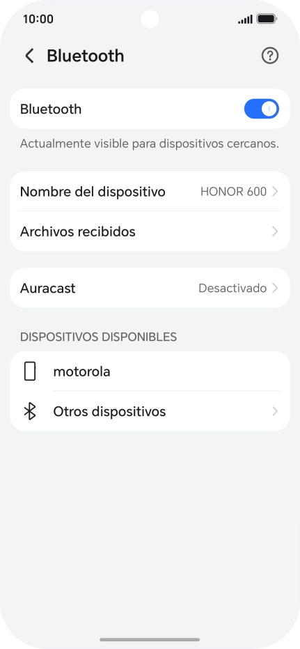 Pulsa el dispositivo Bluetooth deseado y sigue las indicaciones de la pantalla para vincular el dispositivo al teléfono.
