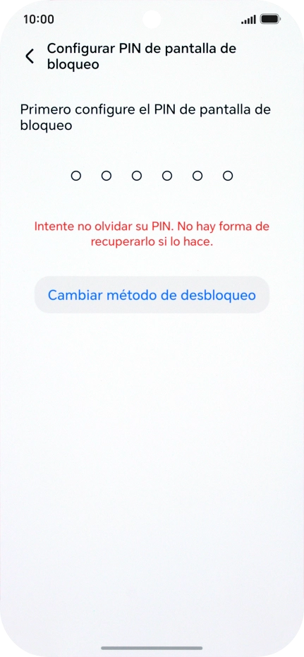 Pulsa Cambiar método de desbloqueo. Pulsa Cambiar método de desbloqueo.