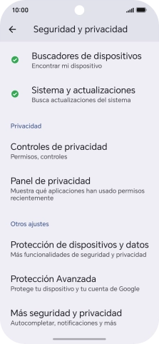 Pulsa Más seguridad y privacidad.