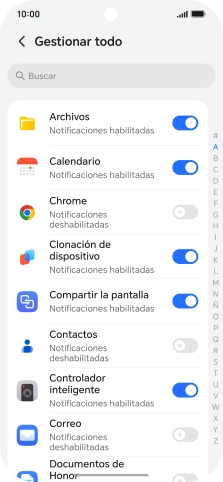 Pulsa el indicador junto a las apps deseadas para activar o desactivar la función.