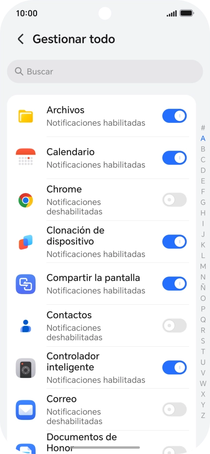 Pulsa el indicador junto a las apps deseadas para activar o desactivar la función.