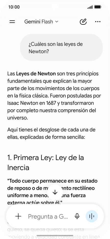 La transcripción de la conversación con Gemini Live aparece ahora en la pantalla.