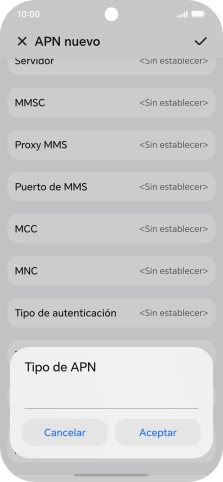 Introduce default y pulsa Aceptar.
