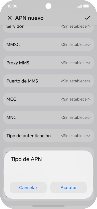 Introduce default y pulsa Aceptar.