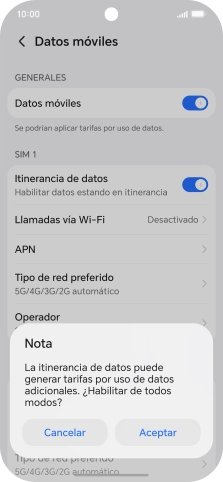 Si activas la función, pulsa Aceptar. Si activas la función, pulsa Aceptar.