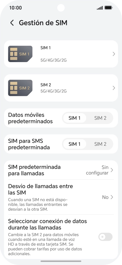 Pulsa la SIM de la línea móvil deseada. Pulsa la SIM de la línea móvil deseada.