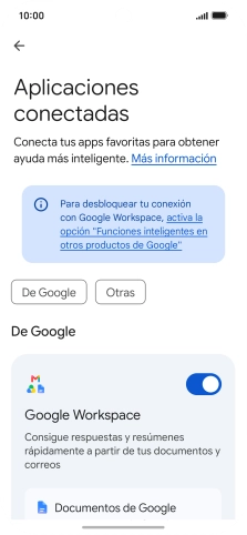 Pulsa el indicador junto a la extensión deseada para activar la función.