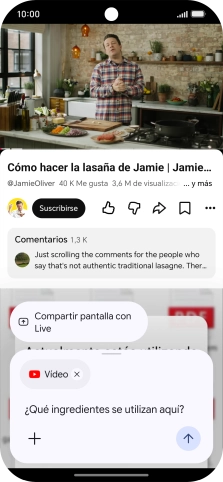 Sigue las indicaciones de la pantalla para escribir o decir en alto la pregunta que quieres hacer del vídeo.