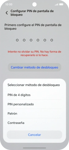 Pulsa el código de seguridad deseado y sigue las indicaciones de la pantalla para crear un código de seguridad del teléfono adicional. Pulsa el código de seguridad deseado y sigue las indicaciones de la pantalla para crear un código de seguridad del teléfono adicional.