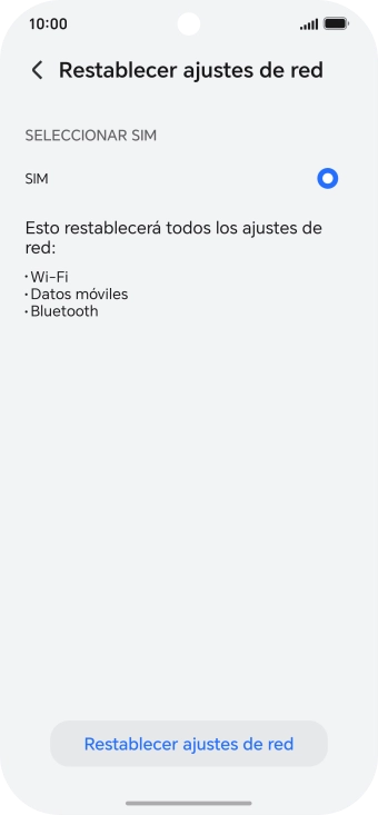Pulsa Restablecer ajustes de red.