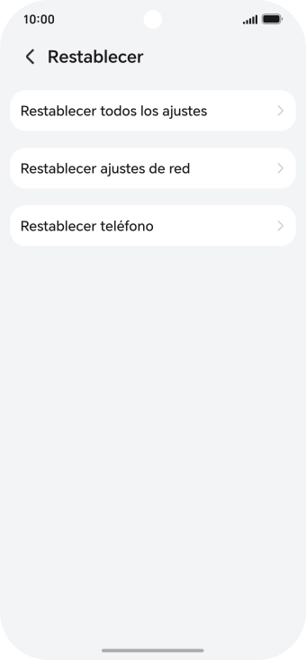Pulsa Restablecer ajustes de red.