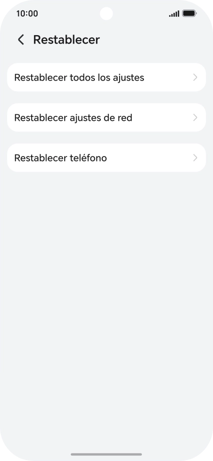 Pulsa Restablecer ajustes de red.
