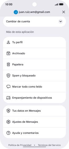 Pulsa Ajustes de Mensajes.