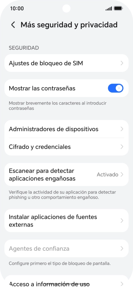 Pulsa Ajustes de bloqueo de SIM.