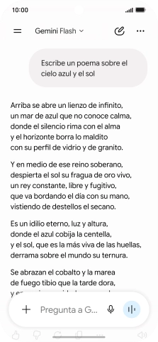 A Gemini le puedes pedir que genere un texto a partir de una descripción tuya.
