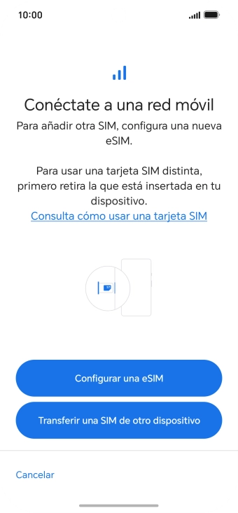 Pulsa Configurar una eSIM. Pulsa Configurar una eSIM.