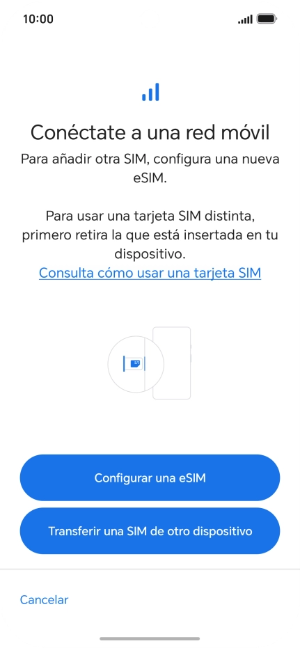 Pulsa Configurar una eSIM. Pulsa Configurar una eSIM.